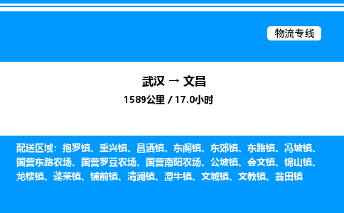 武漢到文昌物流專線-武漢至文昌貨運公司