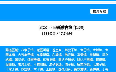 武漢到阜新縣物流專線-武漢至阜新縣貨運(yùn)公司