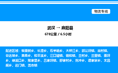 武漢到麻陽縣物流專線-武漢至麻陽縣貨運公司
