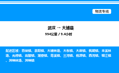 武漢到大埔縣物流專線-武漢至大埔縣貨運公司