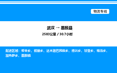 武漢到墨脫縣物流專線-武漢至墨脫縣貨運公司